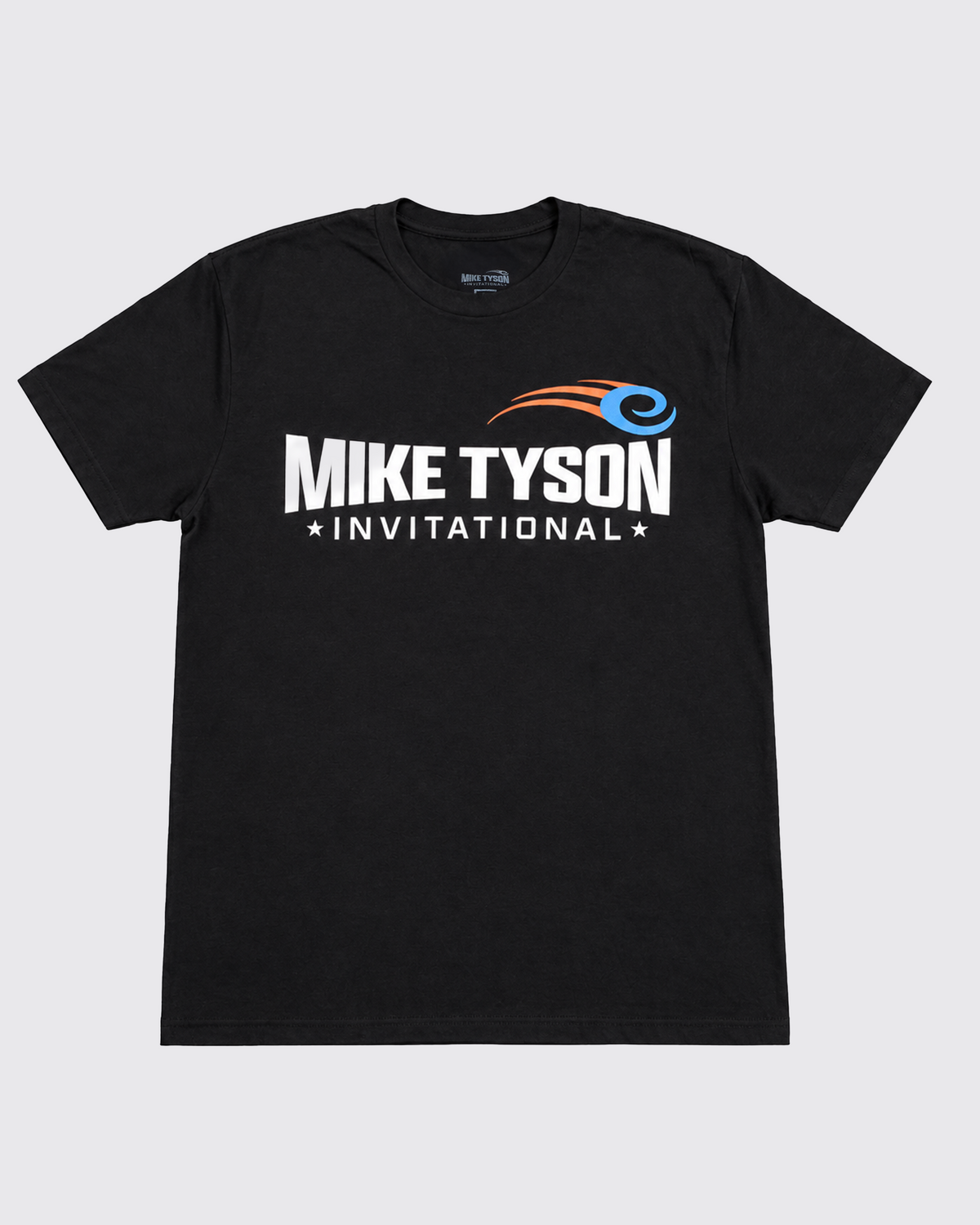 A black short sleeve t-shirt with the Mike Tyson Invitational Logo across the chest.