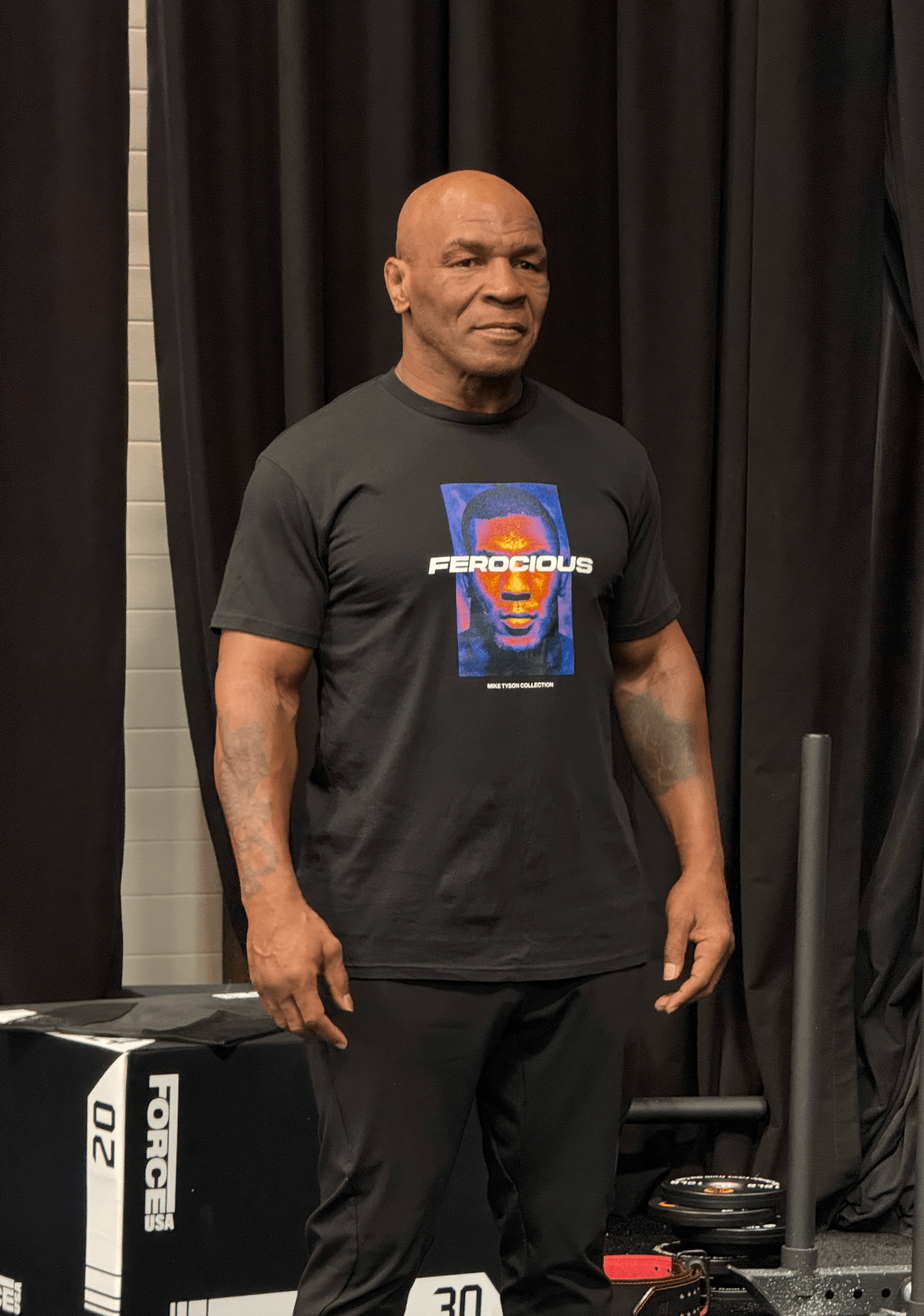 Mike Tyson wearing the Ferocious tee.