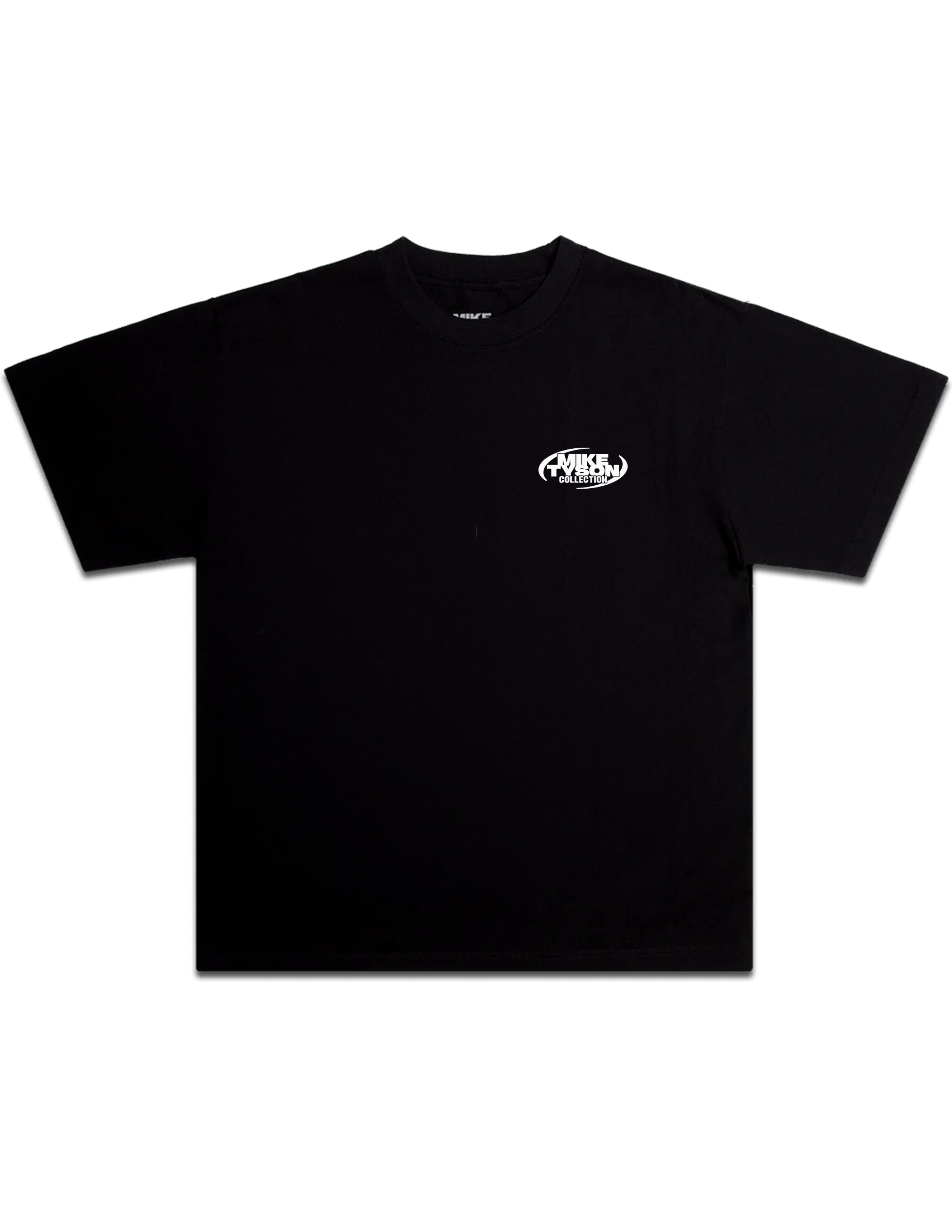 Black T-shirt. The back largely features the Mike Tyson quote "I'm the Best Ever" with the belt dates running down the left. In the upper right, the quote continues in smaller writing: "I'm the Best Ever. I'm the Most Brutal and Vicious, and Most Ruthless Champion There's Ever Been."