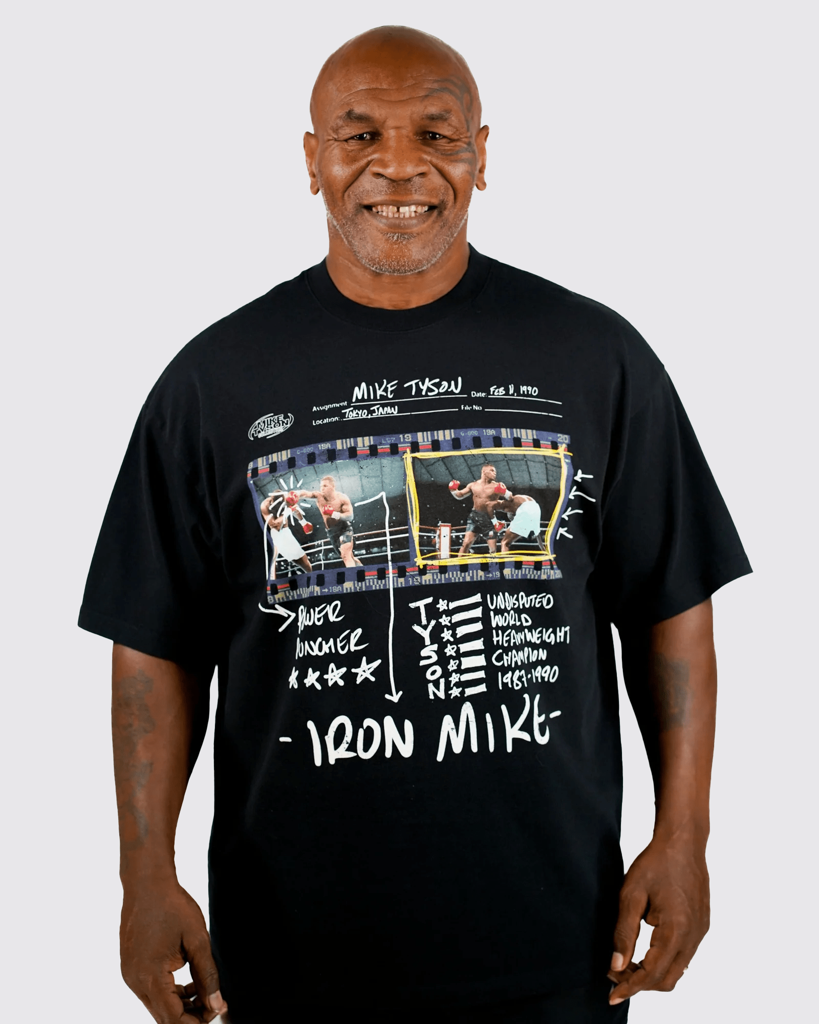 Mike wearing the MT Film Strip shirt.