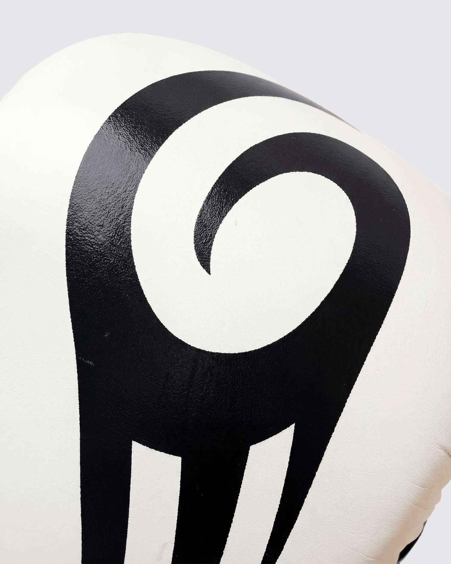 Black boxing gloves with white accents. The Tyson half tribal logo is featured on the back of the gloves and the Tyson Pro logo is on the wrist strap. The palm area has mesh.