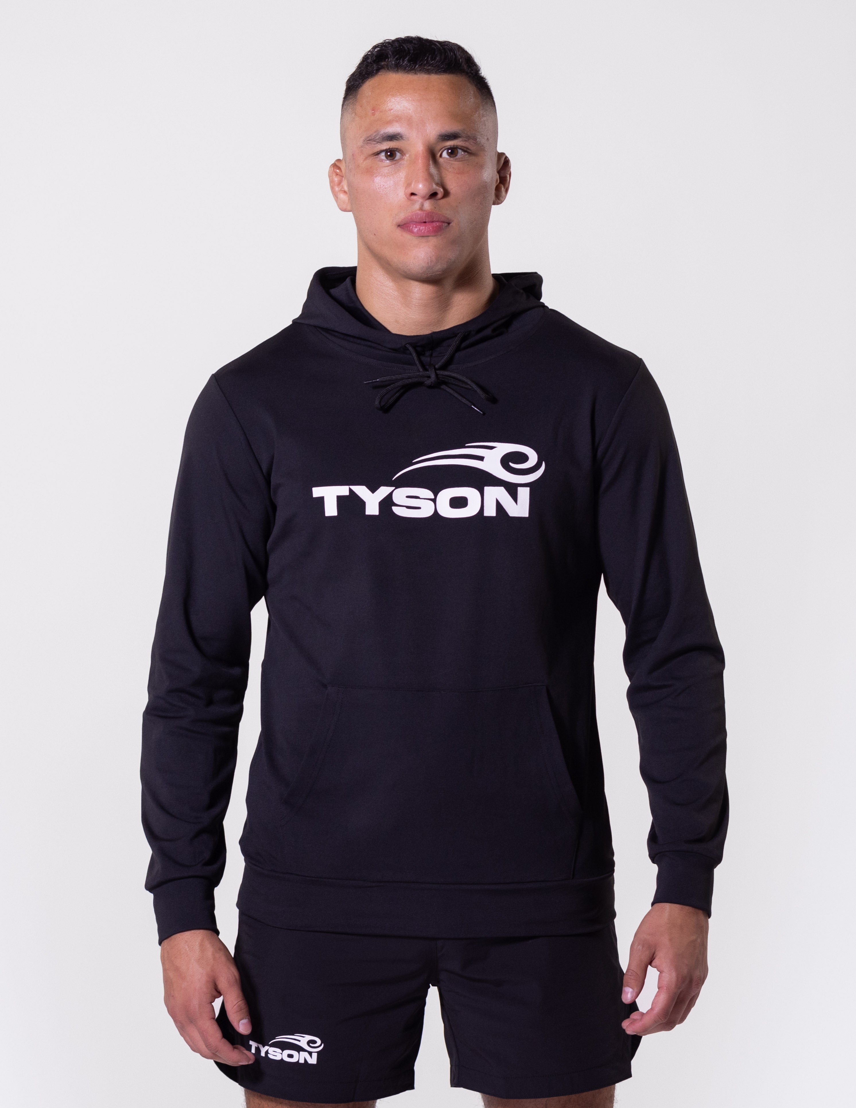 Model wearing the Tyson Pro Performance Hoodie.