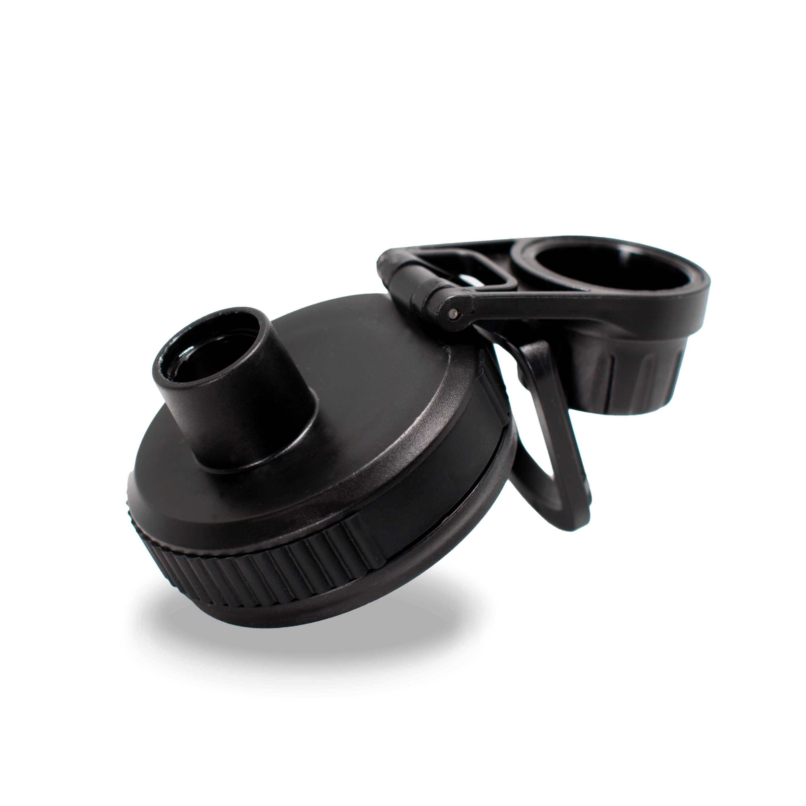 The cap has a loop and the mouthpiece has a screw-top cover.