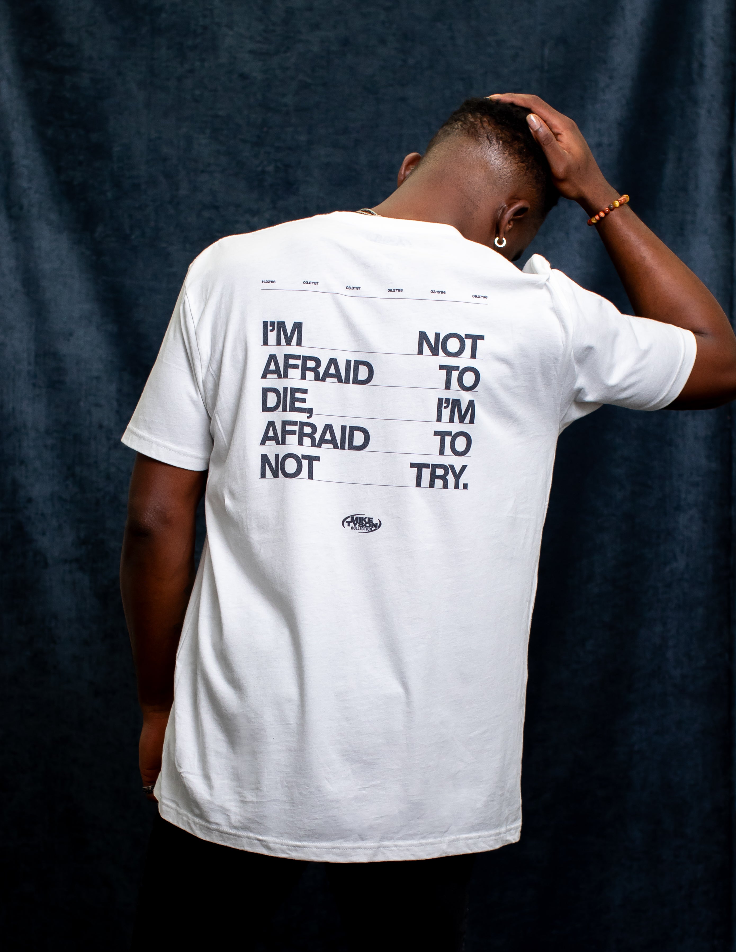 Model wearing the Not Afraid tee.