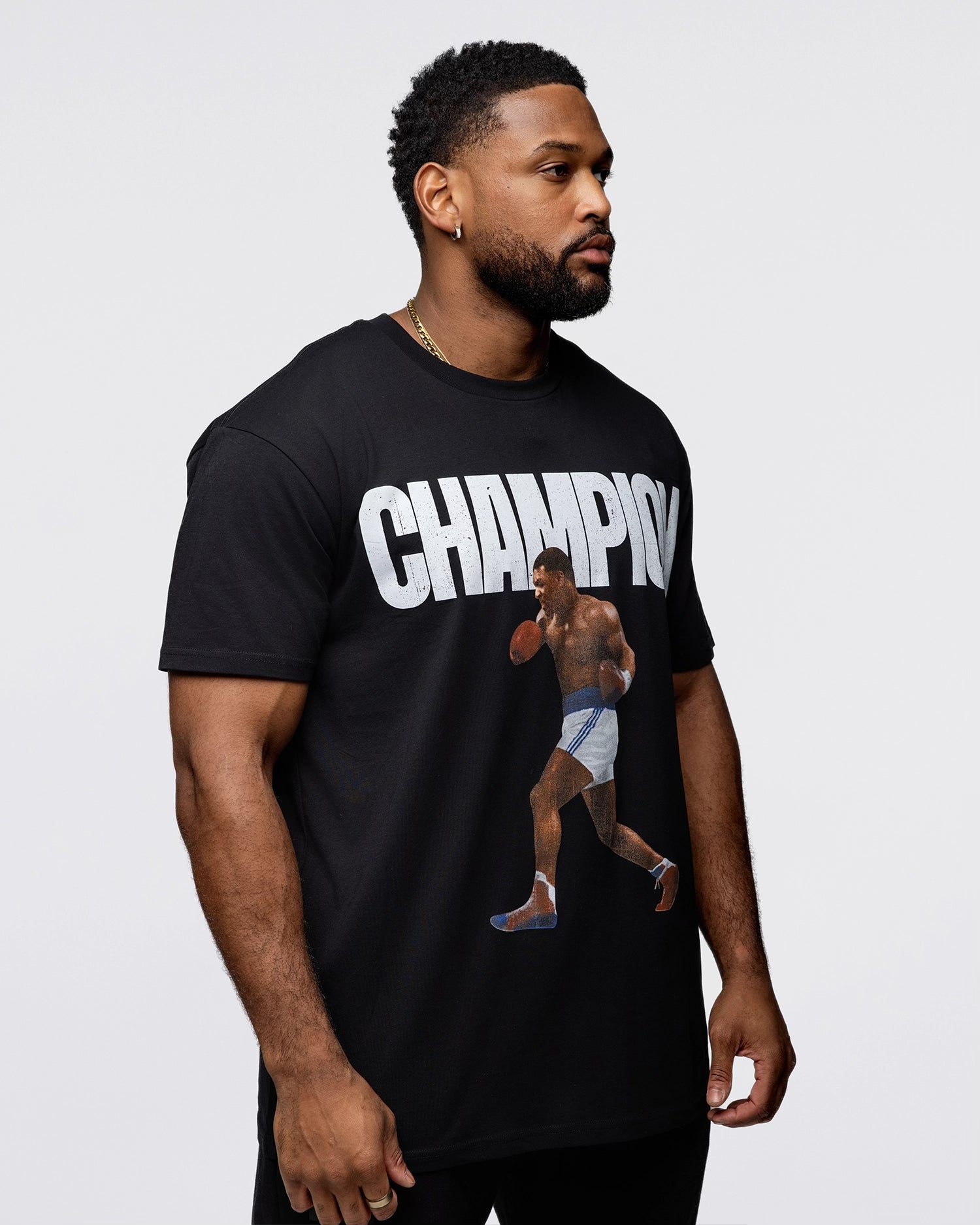 Model wearing the Champion shirt