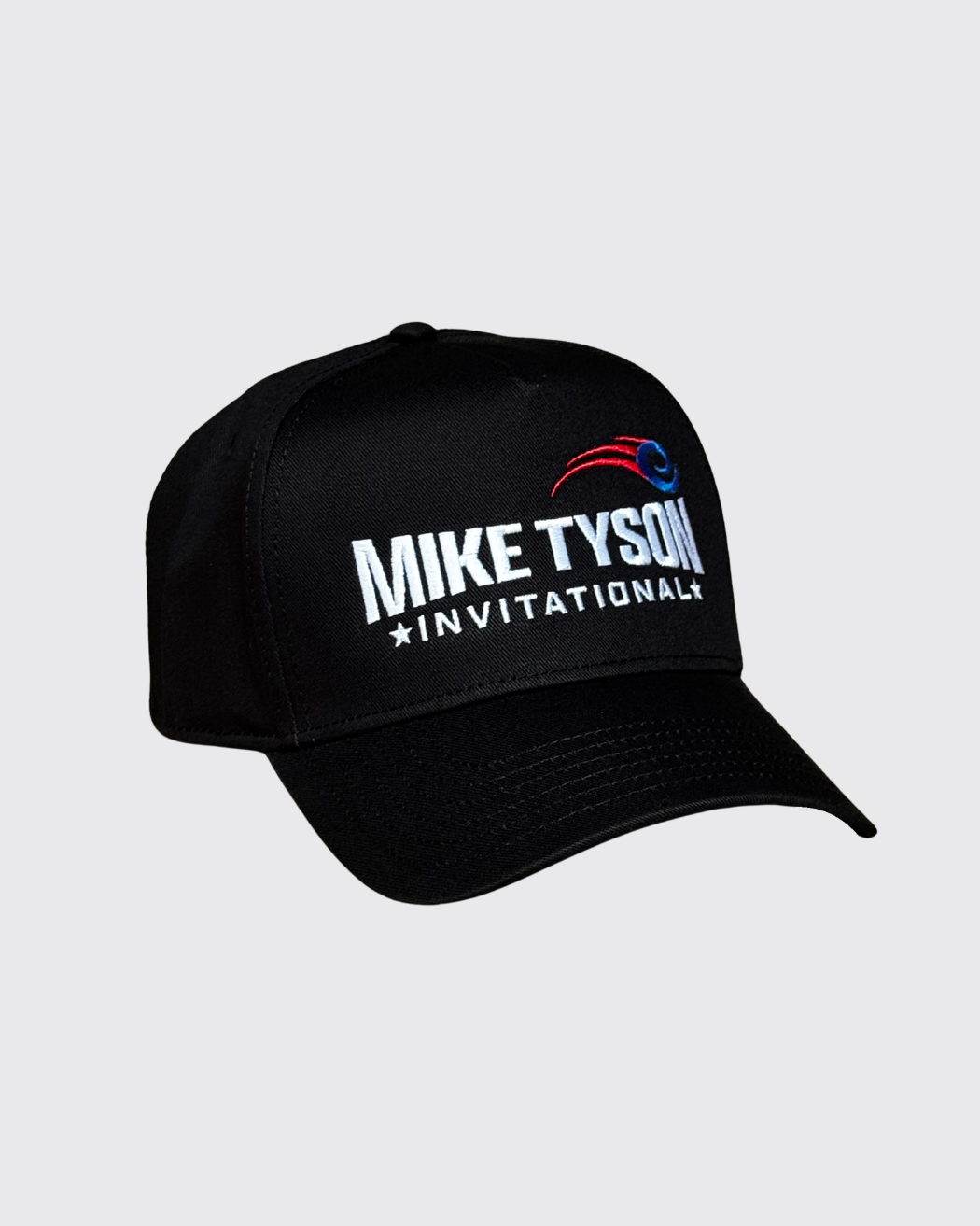 A black hat with the Mike Tyson Invitational Logo on the front panel.