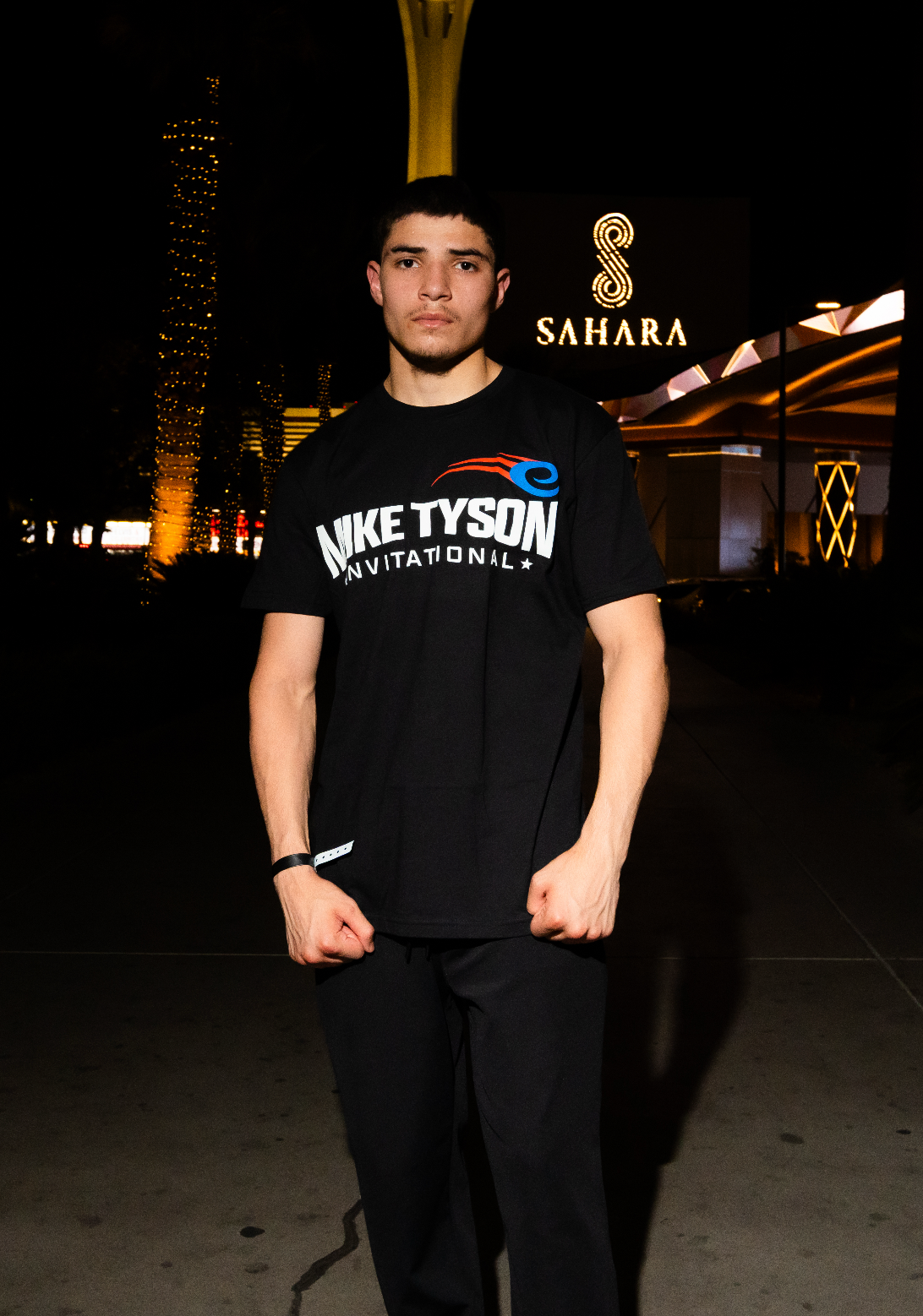 Model wearing the Mike Tyson Invitational shirt. 