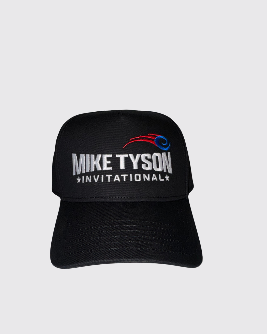 A black hat with the Mike Tyson Invitational Logo on the front panel.