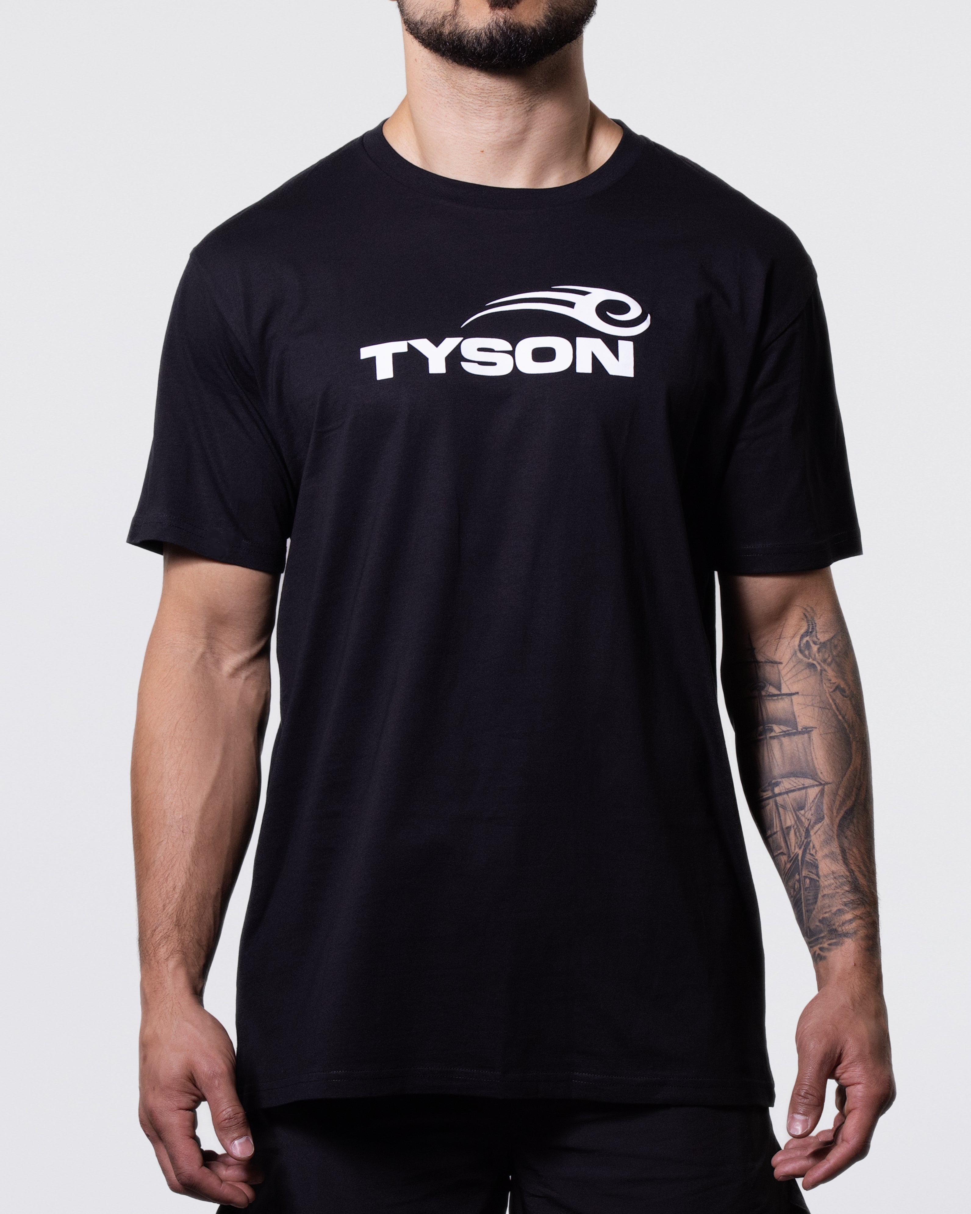 Black T-shirt prominently featuring the Tyson Pro logo in white across the chest.