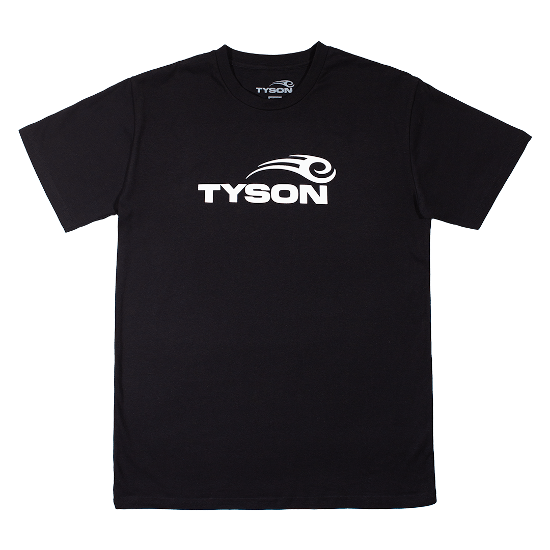 Black T-shirt prominently featuring the Tyson Pro logo in white across the chest.