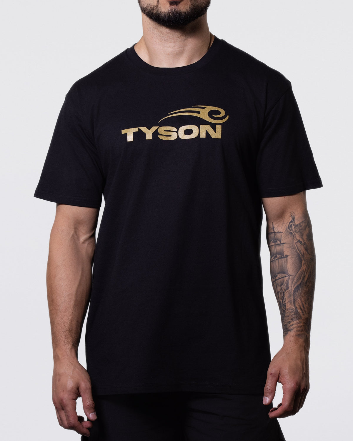 Tayson Collection Tyson Pro Cotton Shirt - Black (Gold Logo)